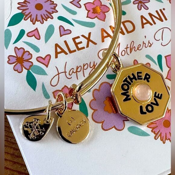 Alex and Ani Mother’s Day Expandable Bangle Bracelet Mother/Love Charm NWT - Picture 2 of 3